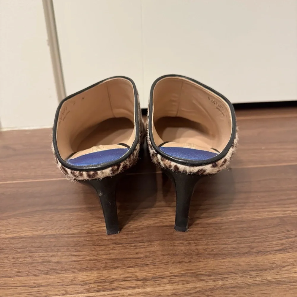Stuart Weitzman Leopard Print Mules Sz 8 - Picture 2 of 10